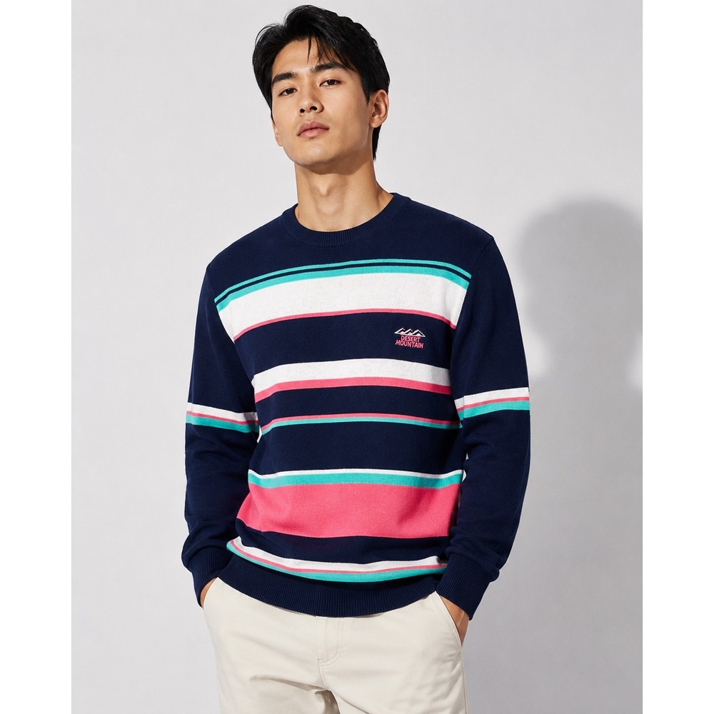 Vintage Jack Nicklaus Signature Mens XL Navy Striped Cotton Sweater Desert Mtn